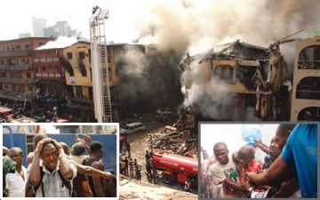 SCENE OF THE FIRE CRACKER EXPLOSION ON 45 OJO GIWA STREET IN JANKARA MARKET, ISALE EKO AREA OF LAGOS STATE.