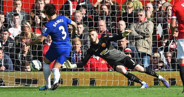 David de Gea Saves Leighton Baines' Penalty in United's Win Over Everton. Image: Getty.