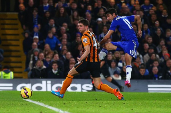 Diego Costa Smashes Home His 12th Premier League Goal of the Season. Image: Getty.