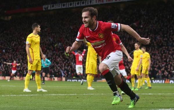 Juan Mata Races Away in Delight After Doubling United's Lead Against Liverpool.