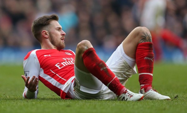 Aaron Ramsey Has a Suspected Hamstring Injury, According to Wenger. Image: Getty.