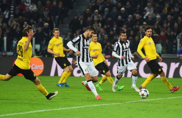 Alvaro Morata Scores From Six Yards to Help Juve Edge a Slim Victory Against Dortmund in Turin. Image: AFP/Getty.  