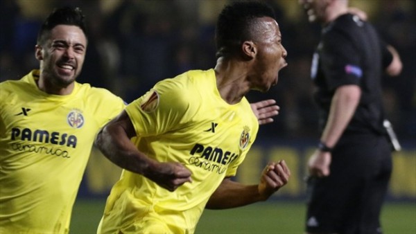 Ikechukwu Uche Celebrates After Scoring the Opening Goal in an Europa League Last 32 First Leg Tie Between Hosts Villarreal and FC Salzburg. Image: AFP/Getty.