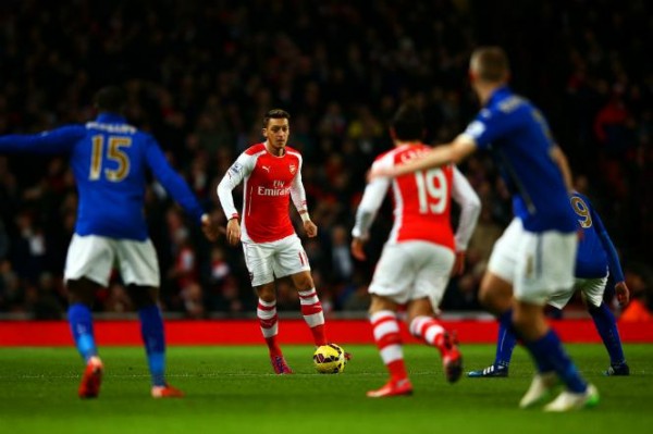 Mesut Ozil had a Hand in Both of Arsenal's Goals Against Leicester City at the Emirates. Image: Getty.