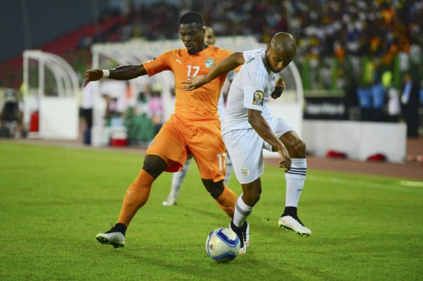Serge Aurier Tackles Yacine Brahimi During an Afcon 2015 Quarter-Finals Clash Between Cote d'Ivoire and Algeria. Image: Caf via BackPagePix.
