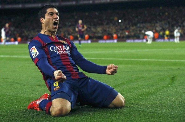 Luis Suarez Celebrated His First Career El Clasico Goal at the Camp Nou. Image: Getty.