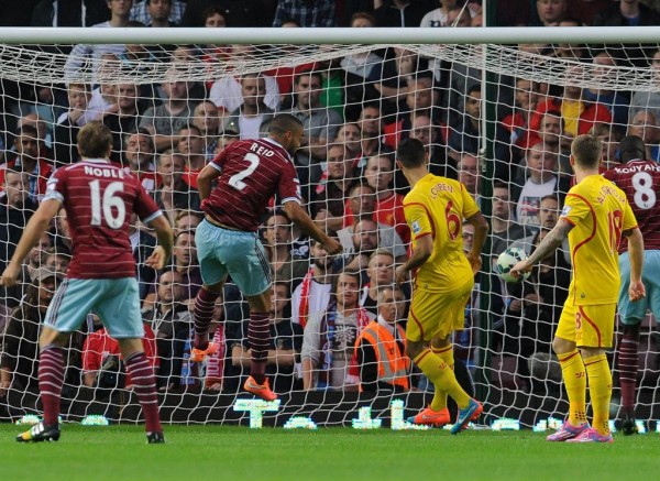 Winston Reid Scores in a League Win Over Liverpool in September. Image: Getty