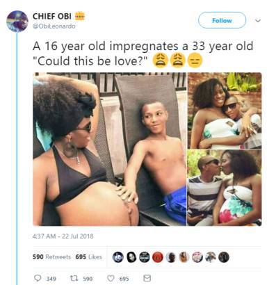 Viral Photos of 16 Year Old Boy And His Pregnant 33 Year Old Girlfriend Kissing & Frolicking %Post Title