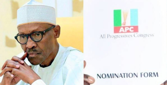 Image result for 2019 Presidency: Buhari Becomes First to Pick APC Nomination Form  *President's loyalists pay for him