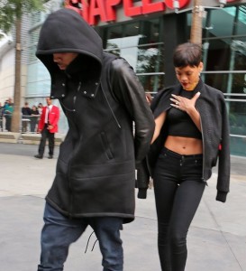 Chris Brown & Rihanna leaving the Lakers game