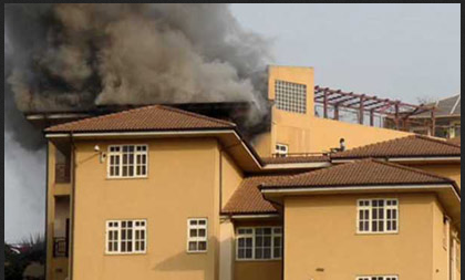 THE FIRE STARTED JUST ABOUT 20MINUTES AFTER THE FORMER PRESIDENT LEFT HIS ABEOKUTA HILLTOP MANSION RESIDENCE
