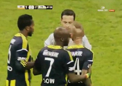 RAUL MEIRELES WAS ACCUSED OF SPITTING AT THE REFEREE AND SAYING A HOMOPHOBIC REMARK DURING FENERBAHCE'S DEFEAT TO GALATASARAY