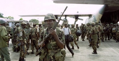 COMBATANT READY TROOPS AT THE KADUNA INTERNATIONAL AIRPORT YESTERDAY