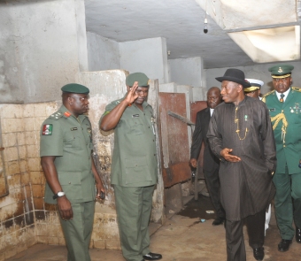 PRESIDENT GOODLUCK JONATHAN YESTERDAY AT THE POLICE COLLEGE DURING AN UNSCHEDULED VISIT