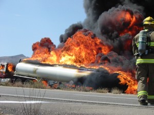 a tanker on fire