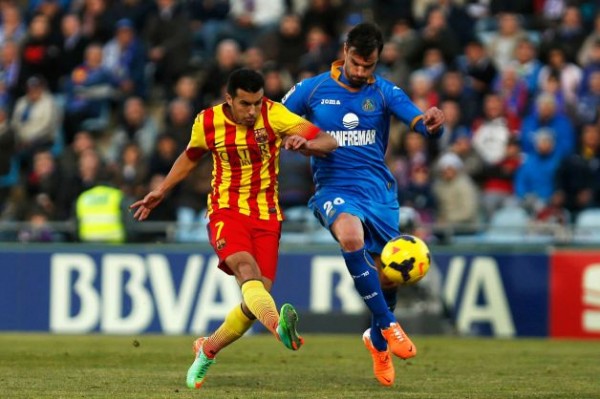 Pedro Scored a Hat-Trick and Provided Fabregas' First Goal in Barca's 5-2 Win at Getafe in December 2013.