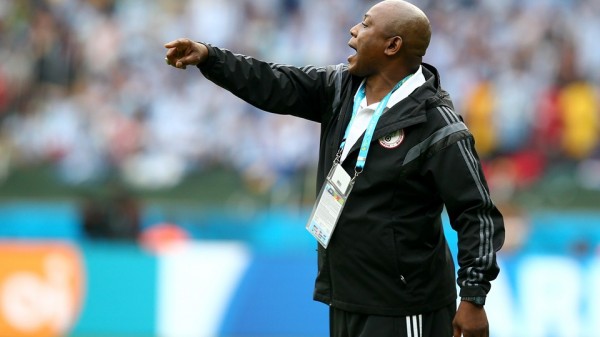 Stephen Keshi Passes Instructions to His Wards During Nigeria's 3-2 Defeat By Argentina at the 2014 World Cup. Image: Getty.