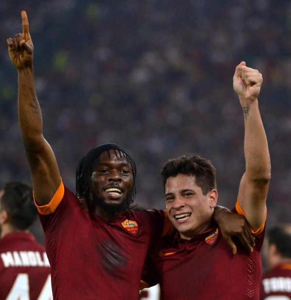 Gervinho and Iturbe Pictured After the Formers Goal for Roma in A Uefa Champions League Group Game. Image: AFP.  
