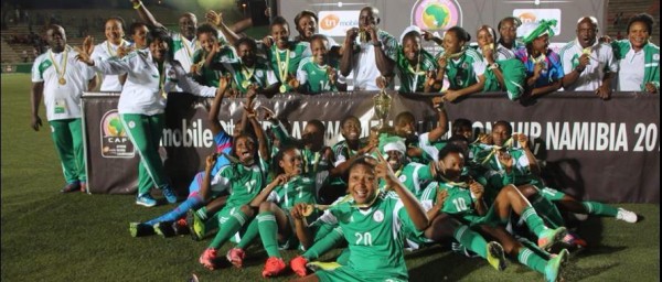 Super Falcons Celebrates After Winning a record-Extending 7th AWC Trophy. 