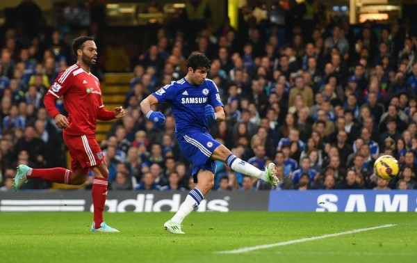 Diego Costa Converts His 11th Goal of the 2014-15 Season. Image: Getty.