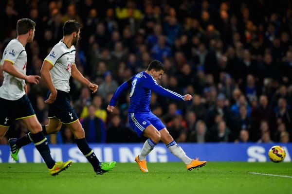 Eden Hazard Scores From Didier Drogba's Assist at Stamford Bridge. Image: Getty.