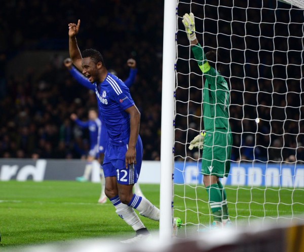 John Obi Mikel Celebrates his First-Ever Goal in European Competition. Image: CFC via Getty.