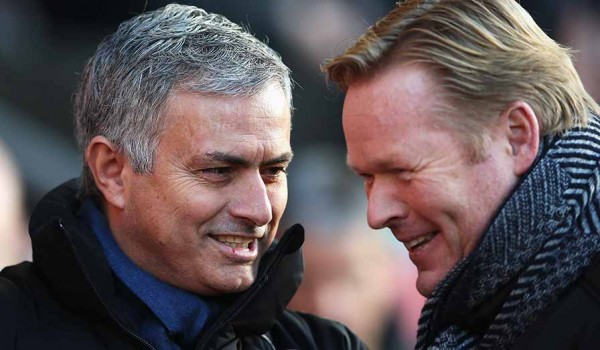 Jose Murinho and Ronald Koeman Reunited at St. Mary's Stadium after their Spell Under Louis van Gaal at FC Barcelona. Image: Getty.