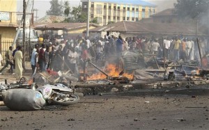 A bomb blast scene in Kano