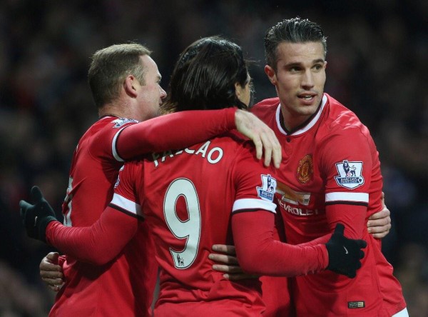 Manchester United Trio of Rooney, Van Persie and Falcao Celebrate. mage: Getty.