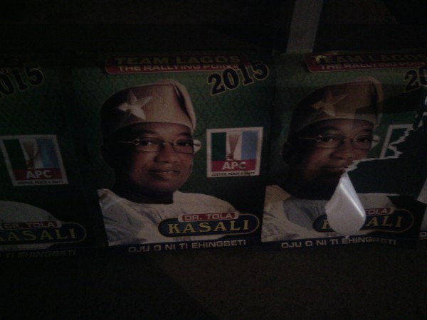 campaign posters on third mainland bridge. picture taken on Nov 30, 2014