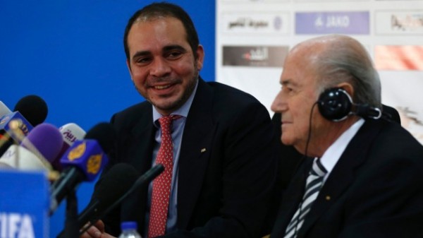 Jordanian FA President and Fifa Vice-President for Asia Prince Ali Bin Al Hussein (L) Declares for Fifa Top Job. Image: Getty.