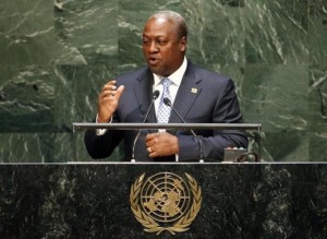 Ghana President John Dramani Mahama addresses the 69th United Nations General Assembly at United Nations Headquarters in New York