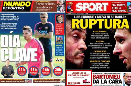 A snapshot of some of the Spanish media coverage surrounding the future of Lionel Messi at Barcelona