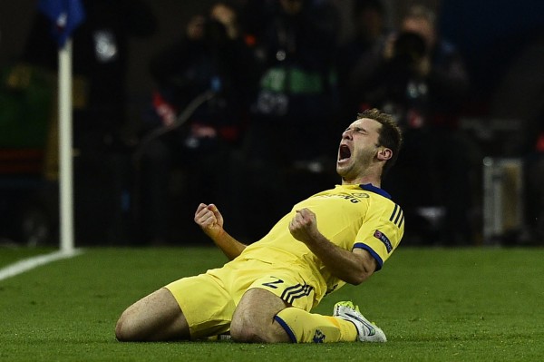 Branislav Ivanovic Celebrates after Scoring  His First Champions League Goal Since 2013. Image: AFP.