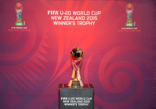 Fifa Under-20 World Cup Trophy on Display in Auckland. Image: Fifa via Getty.