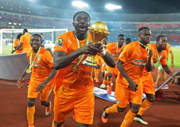 Kolo Toure Celebrates With His Cote d'Ivoire Team-Mates after Their 2015 Triumph in Equatorial Guinea. Image: AFP.  