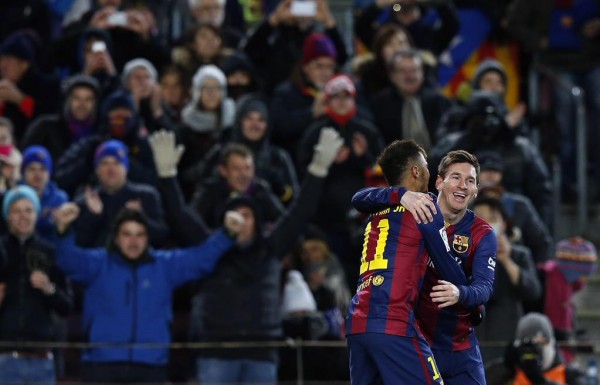 Lione Messi and Neymar Celebrate Barcelona Match Winner Against Villarreal. Image: Getty.