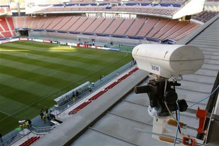A Hawk-Eye Camera Installed at the Toyota stadium, Japan for the 2012 Fifa Club World Cup. Image: Toru Hanai/Reuters. 