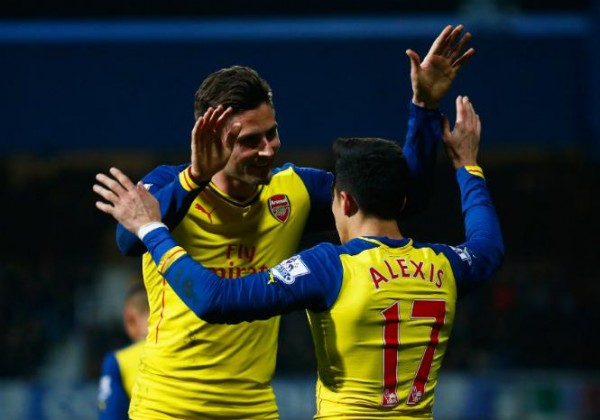 Olivier Giroud and Alexis Sanchez Celebrates after Earning Victory for Their Side at QPR. Image: Getty.