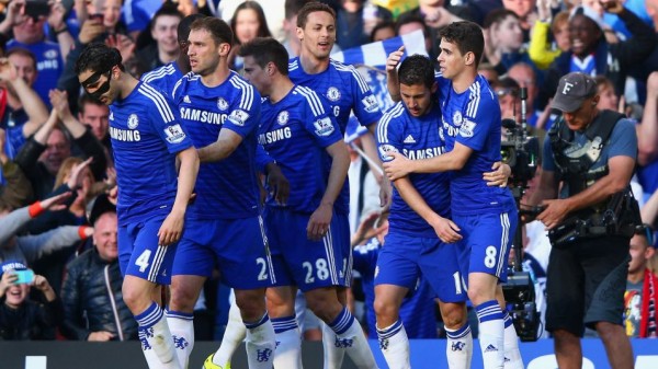 Eden Hazard Celebrates With Team-Mates after Scoring Chelsea Match-Winner against Manchester United at Stamford Bridge. Image: Getty.