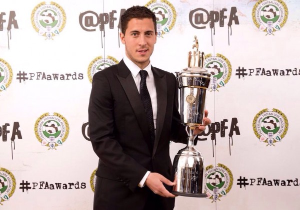 Eden Hazard Wins the PFA Players' Player of the Year Prize after a Memorable Season With Chelsea. Image: PFA.