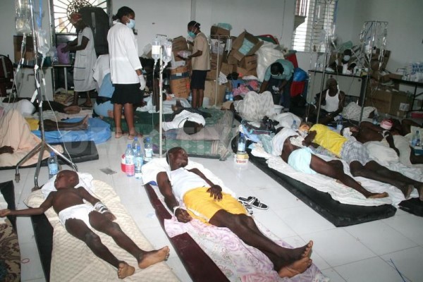 Cholera patients on sick bed