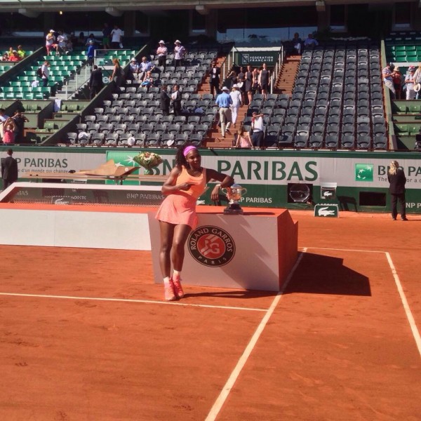 Serena Williams Poses With Her Third French Open Title. Image: RG via Getty.