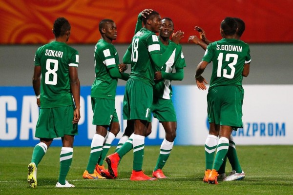 Taiwo Awoniyi Celebrate Goal With Team-Mates at the Taranaki Stadium. Image: FIFA via Getty.