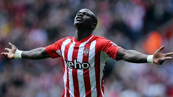 Sadio Mane celebrates after Scoring the Fastest Ever Hat-Trick in Premier League History. Image: Getty.