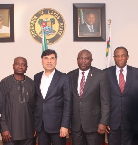 L-R Commissioner for Health, Lagos State; Mr. Jide Idris; Global Group CEO, RB Plc, Mr. Rakesh Kapoor; Governor of Lagos State Mr. Akinwunmi Ambode and the Secretary to the State Government, (SSG), Lagos State, Mr. Tunji Bello during a courtesy visit by the RB team to the Governor’s Office, Alausa, Ikeja.