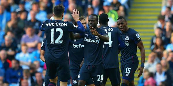 Victor Moses Celebrates With West Ham Team-Mates His First League Goal for the London Club. Image: Getty.