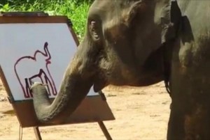 Elephant-paints-self-portrait-at-Thailand-sanctuary