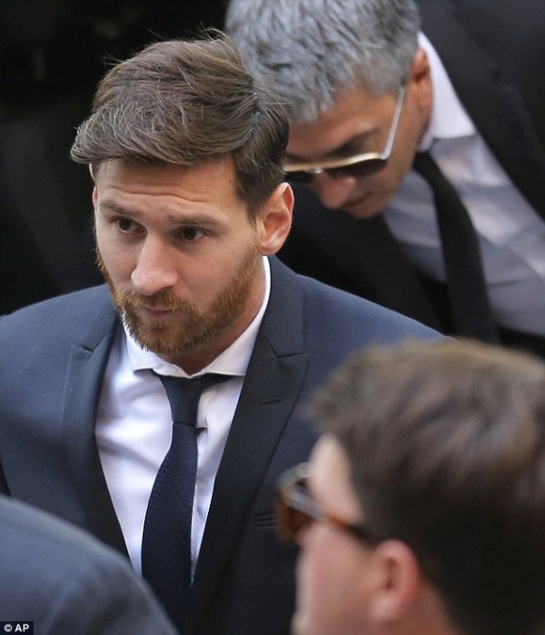Lionel Messi arrives in court. AP