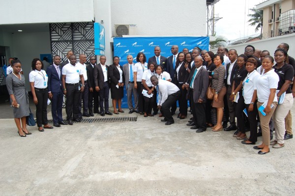 Port Harcourt Union Bank staff posing for  picture with the CEO